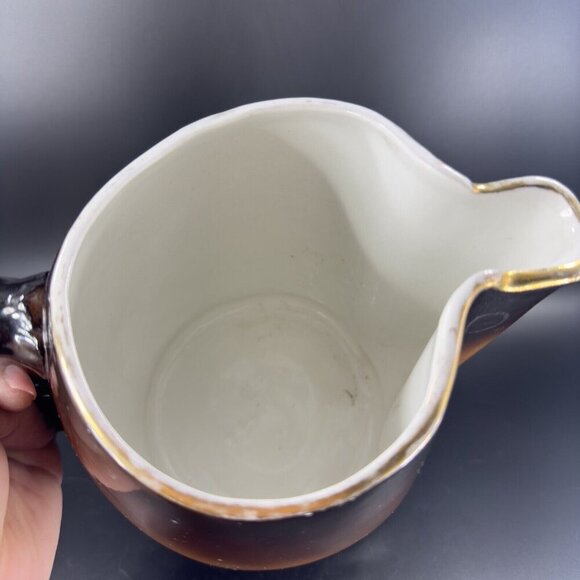 Antique Warwick Pitcher Jug Monk Cardinal Hand Painted Pottery Marked W Handle - Picture 8 of 16